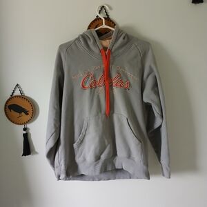 Cabela's Gray Hoodie with Pink Script